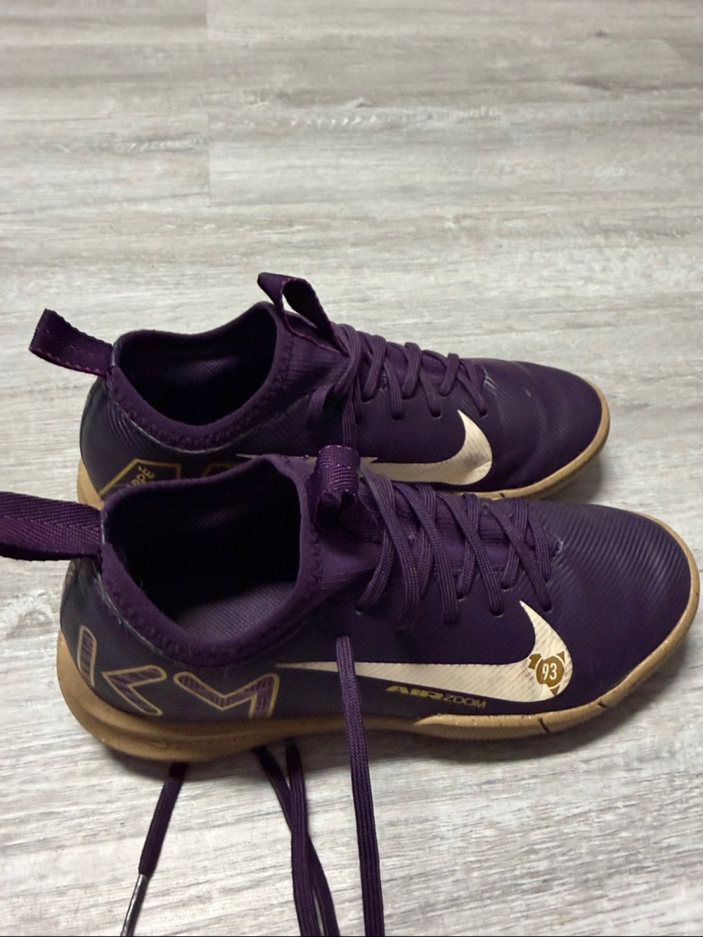Nike Purple Athletic Turf Shoes with Gold Swoosh